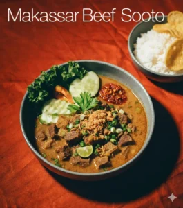 Makanan berat tradisional khas makassar , makassar beef soto